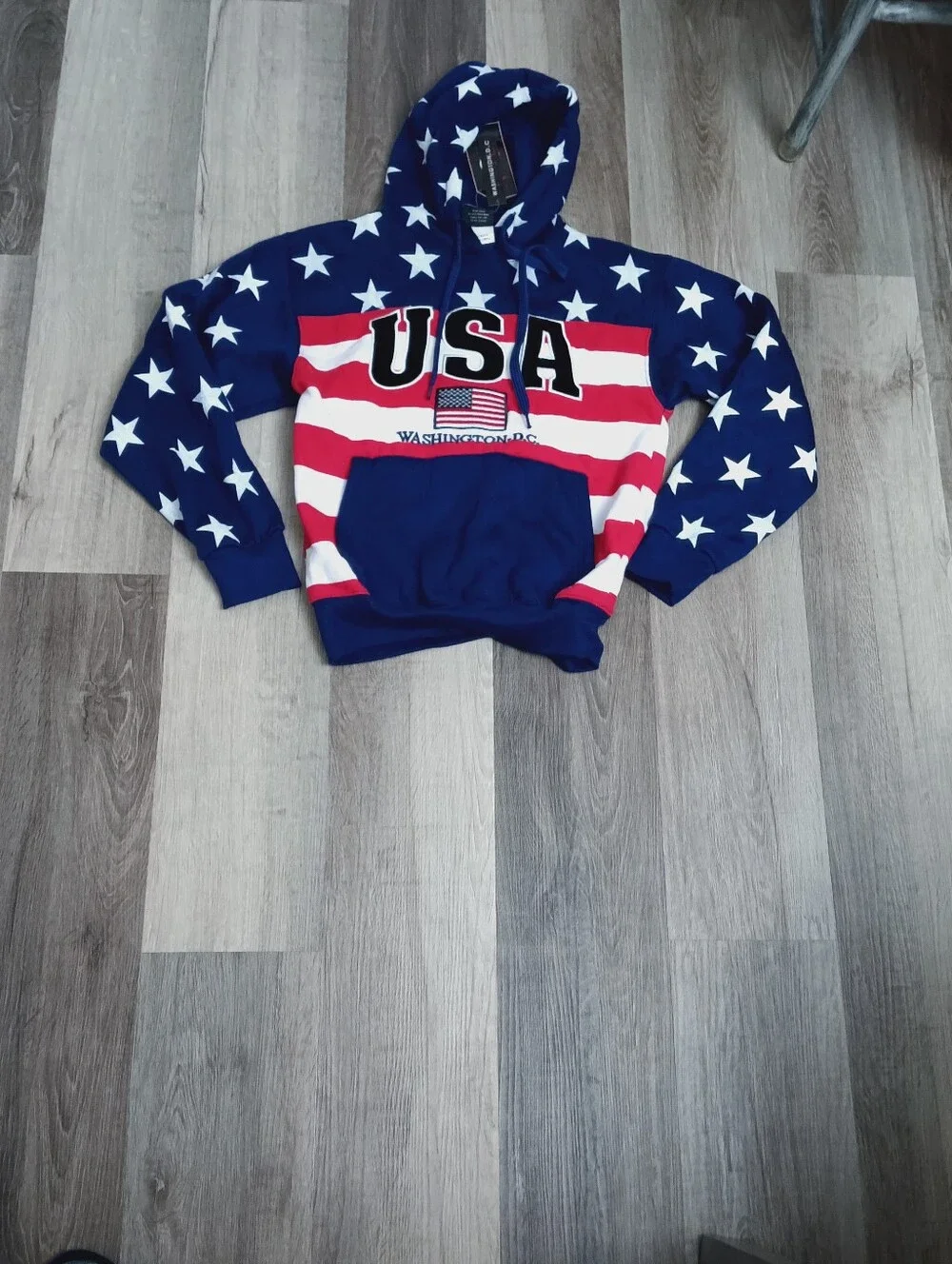 DC USA Flag Pullover Hoodie - Blue/Red/White
